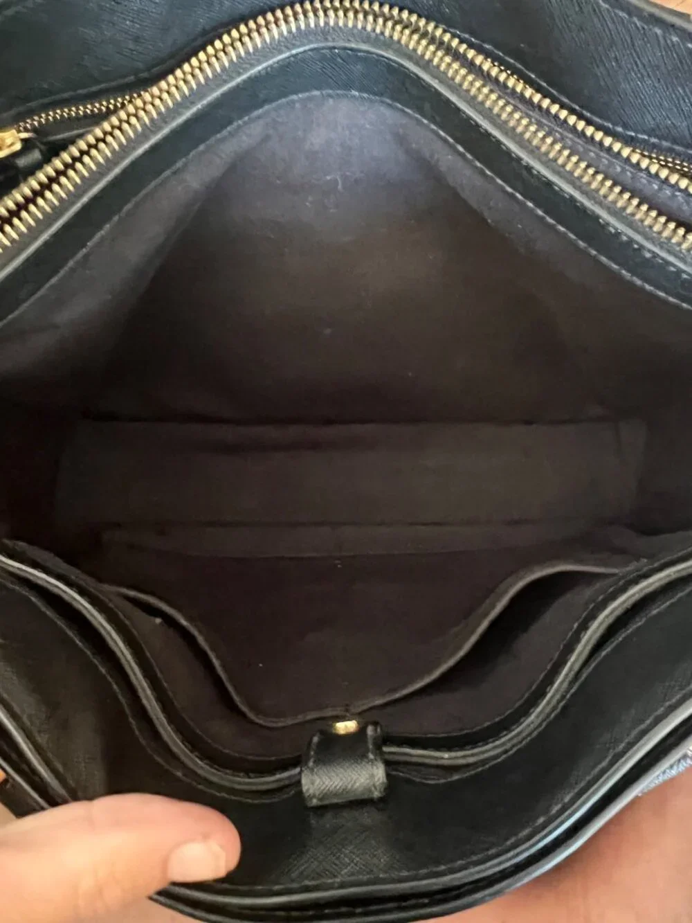 Tory Burch Black Stefano Leather Robinson Shoulder Bag
